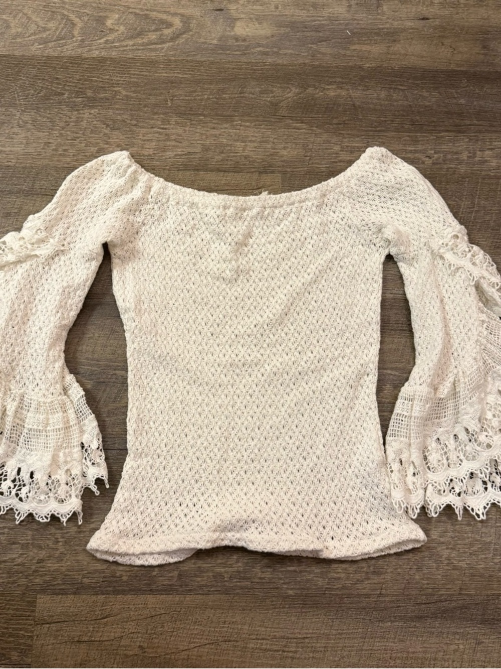 Free People Cream Crochet Lace Off the Shoulder Top